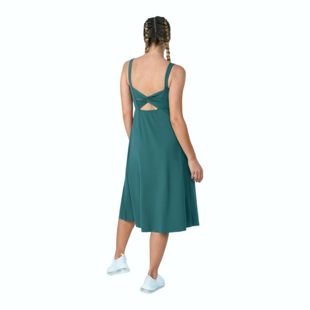 Halara NWT Twisted Back Side Slit Midi Casual Dress in Blue Spruce sz M - Picture 3 of 12